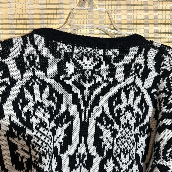 Jamie Scott Vintage 1990s Y2K Black White William Morris Pattern Cardigan Small - Picture 14 of 16